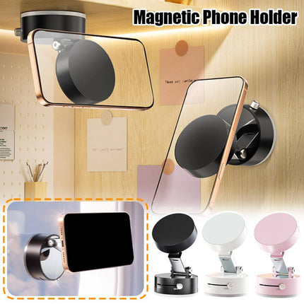 Magnetic Vacuum Suction Foldable Car Phone Holder showcasing various colors and installation options.