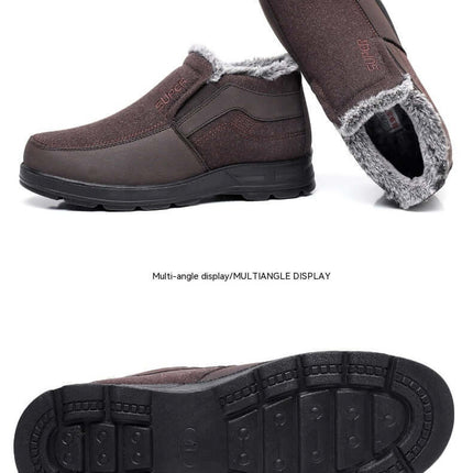 Men's Cotton Shoes Fleece Lined Warm Winter Boots heavy-duty textured polyurethane sole unit focusing on slip-resistant traction
