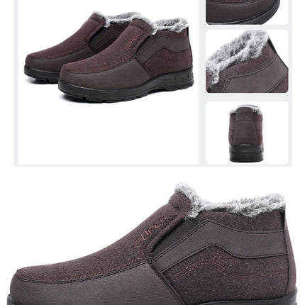 Men's Cotton Shoes Fleece Lined Warm Winter Boots refined dual-line durable textile stitching highlighting solid footwear craftsmanship