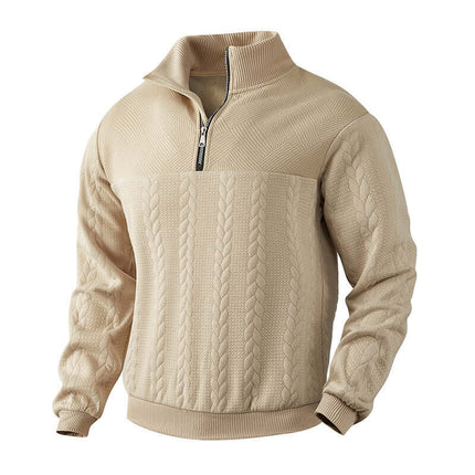 Men's Jacquard Quarter Zip Winter Warm Hoodie flexible regular elastic sleeve cuff construction ensuring absolute wrist comfort