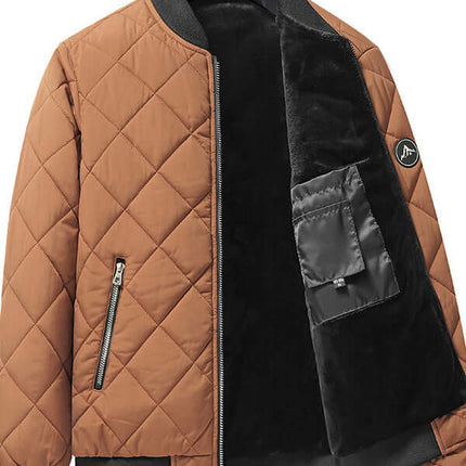 Mens Rhombic Quilted Baseball Jacket windproof winter coat.