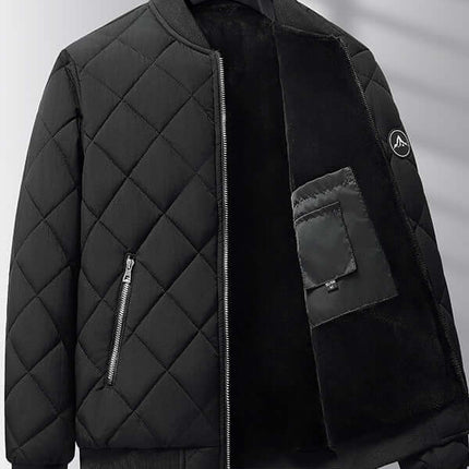 Mens Rhombic Quilted Baseball Jacket size chart M to 8XL.