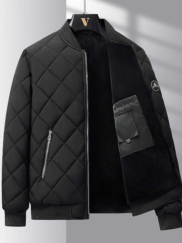 Mens Rhombic Quilted Baseball Jacket size chart M to 8XL.