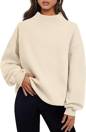 Pullover Sweatshirt Solid Color Loose Round Neck Hoodie polyester fashionable simple