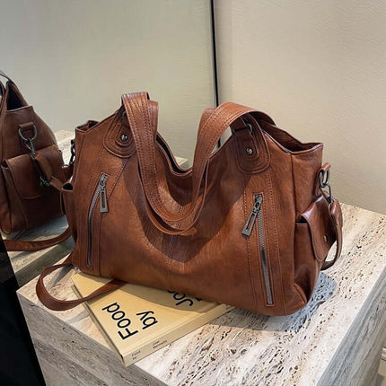 Retro Large Capacity Shoulder Bag soft material structure.