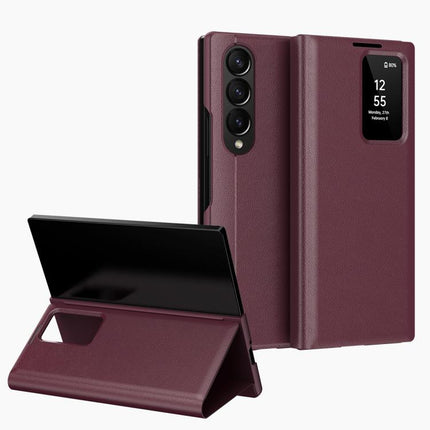 Smart View Window Leather Phone Case with Card Slot, For Samsung Galaxy Z Fold3 5G