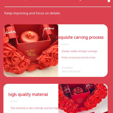 Soap Rose Jewelry Gift Box red rose under transparent lid