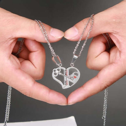 Stainless Steel Couple Necklace Set for Valentine's Day gift