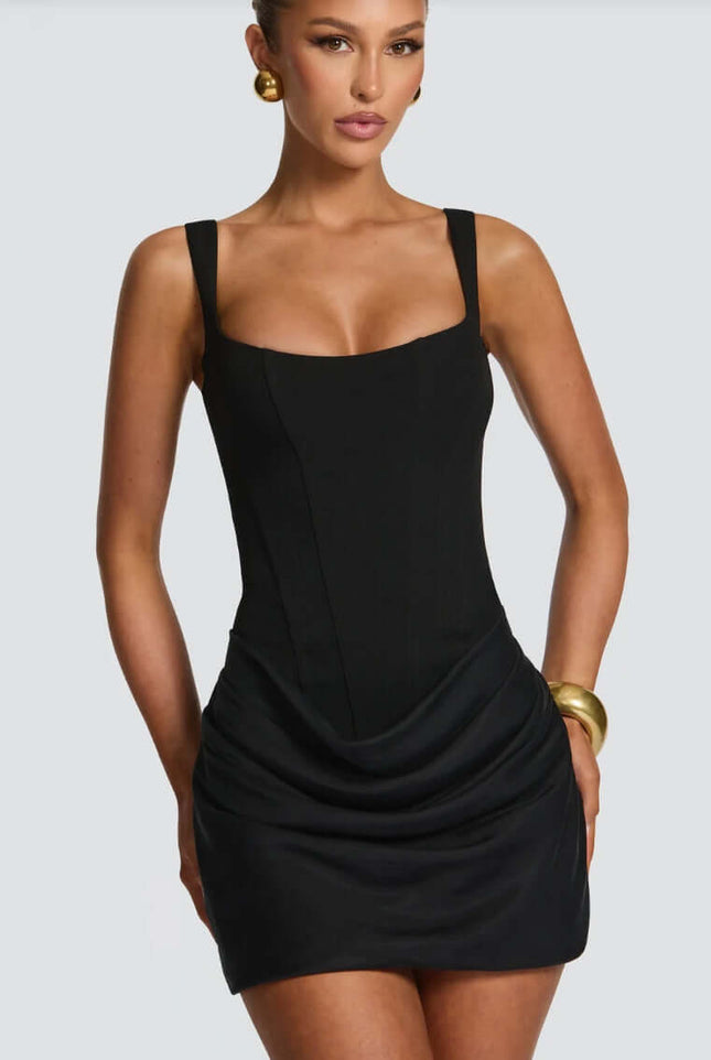 Summer Corset Dress Graceful Sleeveless Short Dresses with an 85-91cm hip dimension layout in size XS.