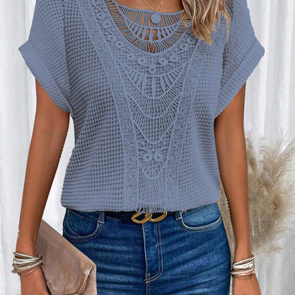 Summer Hollow Out Short Sleeved T Shirt Fashion Ethnic Style Premium Quality Fabric