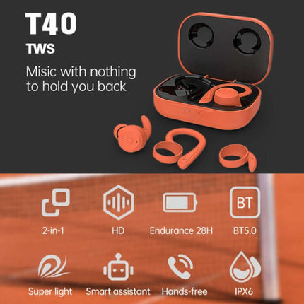 T40 TWS Wireless Bluetooth Earphones IPX6 Waterproof for Android and iPhone