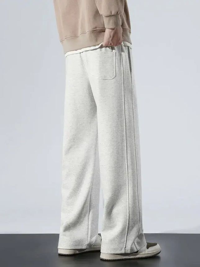 Winter Mens Wide Leg Velvet Lined Sweatpants velvet lining detail