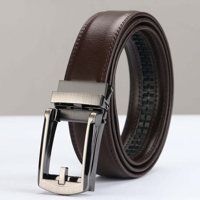 Adjustable Holeless Leather Belts for Men Automatic Buckle casual daily wear styling