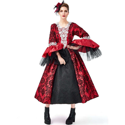 Adult Retro Lace Palace Halloween Costume Dress Lace Design