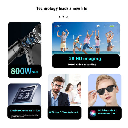 AI Smart Glasses Dual Lens waterproof wearable tech.