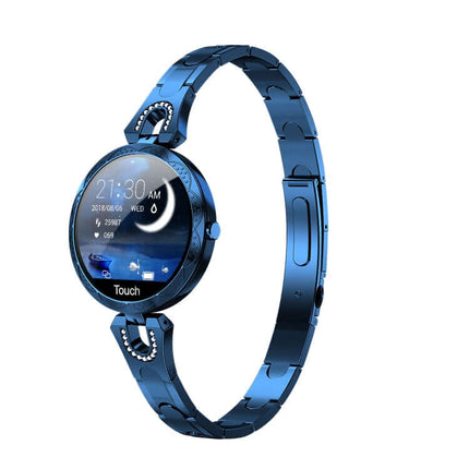 AK15 Fashion Smart Female Bracelet in blue with touch screen and elegant design, showcasing modern technology for women.