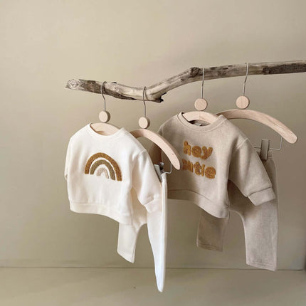 Alphabet Embroidery Baby Suit cotton two piece set.