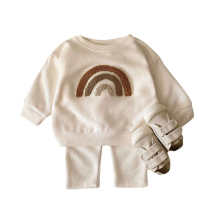 Alphabet Embroidery Baby Suit creamy white toddler outfit.