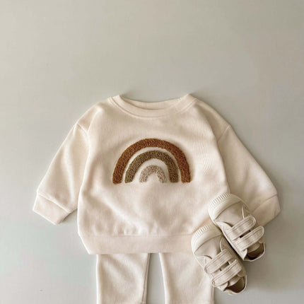 Alphabet Embroidery Baby Suit camel color kids wear.