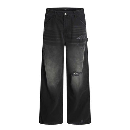 American Retro Tattered Jeans vintage tattered design.