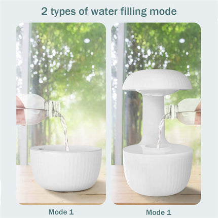 alt="anti-gravity silent air humidifier with relaxing cool mist bedroom setup"