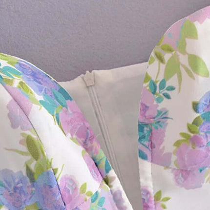 Elegant Asymmetric Puff Sleeve Lace Ruffle Dress for Women side angle