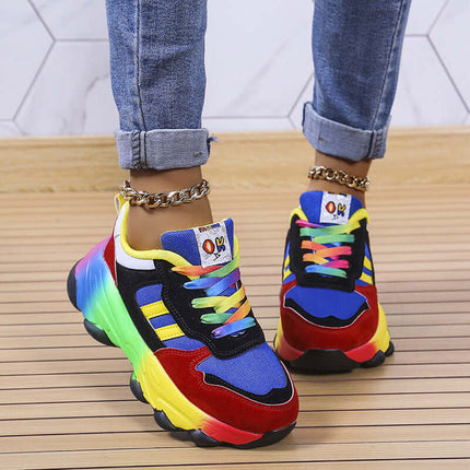 AuraStride Chic Color-Block Women's Platform Sneakers Modern Streetwear Fashion