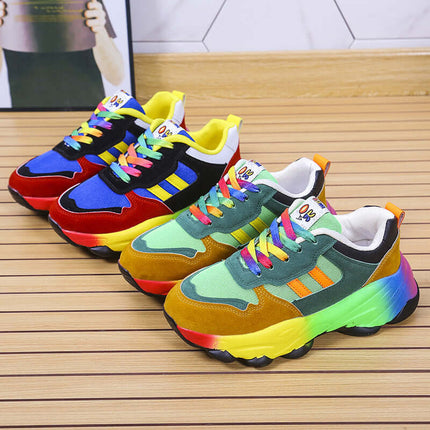 AuraStride Chic Color-Block Women's Platform Sneakers Trendy Color Block Style