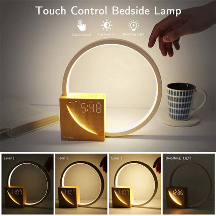 AuraZen Touch Bedside Lamp with Natural Sounds digital alarm clock interface profile