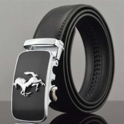 Automatic Leather Buckle Belt Classic Business Style front view