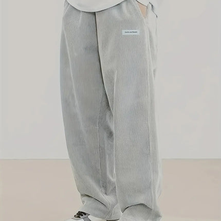 Autumn Mens Corduroy Casual Pants Loose Fit Streetwear straight leg design