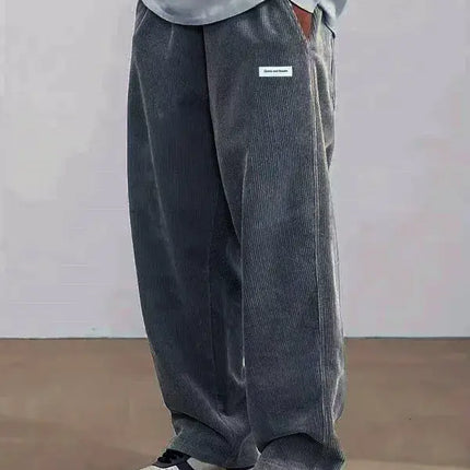 Autumn Mens Corduroy Casual Pants Loose Fit Streetwear drawstring waist pants