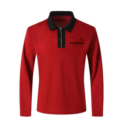 Autumn Mens Long Sleeve Zipper Polo Shirts beautiful apparel catalog array showcasing multiple colorful options side by side