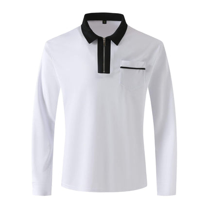 Autumn Mens Long Sleeve Zipper Polo Shirts flexible breathable sports golf apparel setup optimized for e-commerce stores