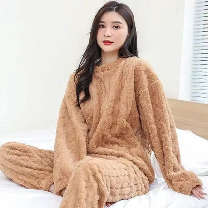 Autumn Velvet Ribbed Fleece 2 Piece Lounge Set casual loungewear outfit