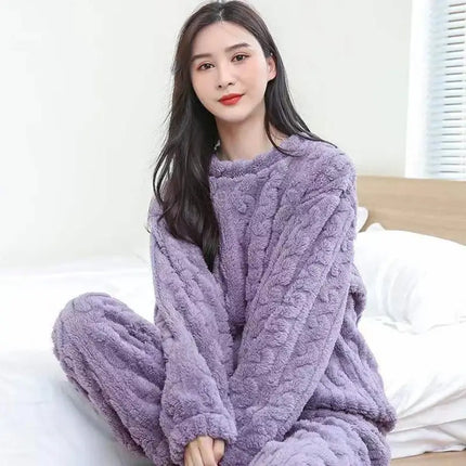 Autumn Velvet Ribbed Fleece 2 Piece Lounge Set pajama set appearance
