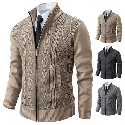 Autumn Winter Cashmere Padded Knit Sweater Coat for Men front view