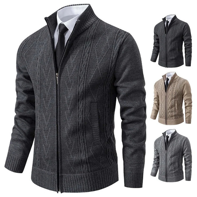 Autumn Winter Cashmere Padded Knit Sweater Coat for Men back view