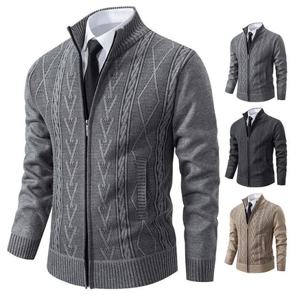 Autumn Winter Cashmere Padded Knit Sweater Coat for Men side angle