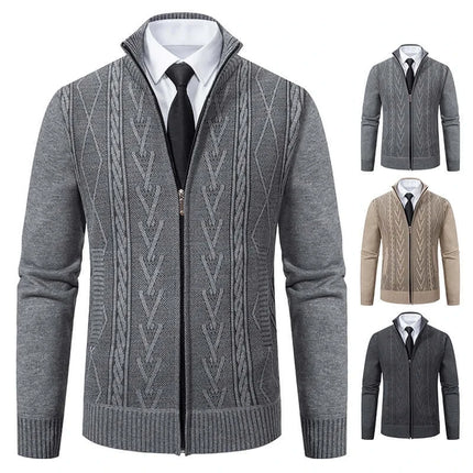 Autumn Winter Cashmere Padded Knit Sweater Coat for Men padded lining detail