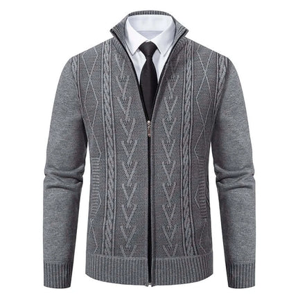 Autumn Winter Cashmere Padded Knit Sweater Coat for Men warm layering look