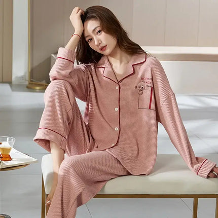 Autumn Winter Cotton Cartoon Pajama Set Women stylish cartoon sleepwear for daily home wear