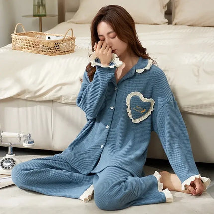 Autumn Winter Cotton Cartoon Pajama Set Women matching pants