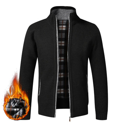 Autumn Winter Fleece Zip Cardigan Slim Fit for Men front view