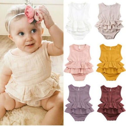 Baby Childrens Clothing Striped Sleeveless cotton romper suit.
