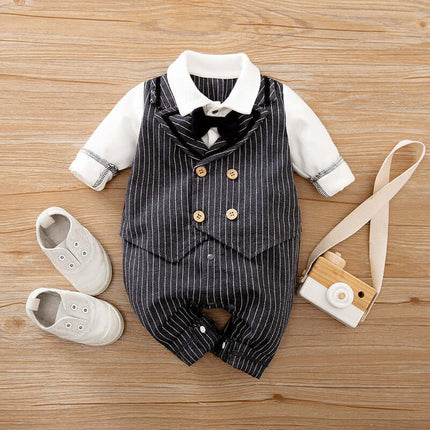 Baby Gentleman Jumpsuit black and white grid.