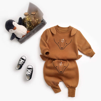 Baby Plus Velvet Sweater Suit 2 piece clothing.