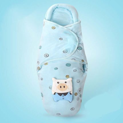 Baby Pure Cotton Summer Cartoon Sleeping Bag with pig design, lightweight and comfortable for infants.