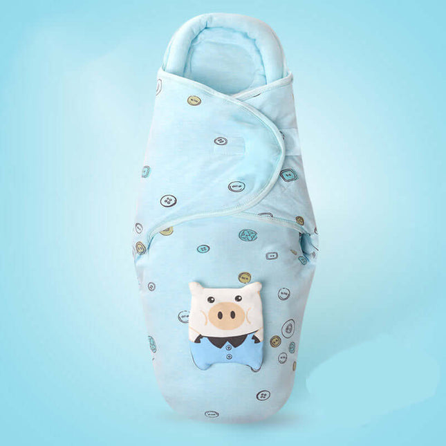 Baby Pure Cotton Summer Cartoon Sleeping Bag with pig design, lightweight and comfortable for infants.