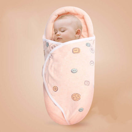 Baby Pure Cotton Summer Cartoon Sleeping Bag Swaddle showcasing a baby peacefully sleeping in a soft, cartoon-patterned swaddle.
